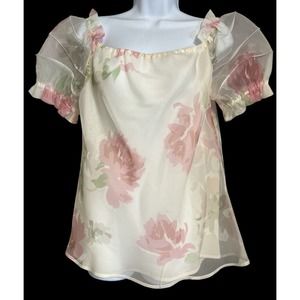 Vintage Escada Silk Floral Print Blouse Sz 42. U.S 8. *Pre-Owned*